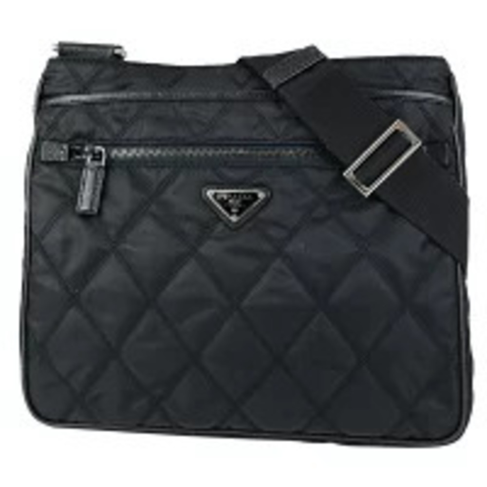 Prada Tessuto Crossbody Plate Shoulder Bag Tessuto Navy Blue